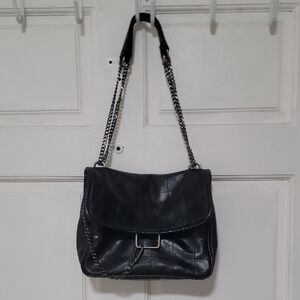 Zara Elegant Black Quilted Chain Leather Shoulder & Crossbody Bag 2 Ways Straps